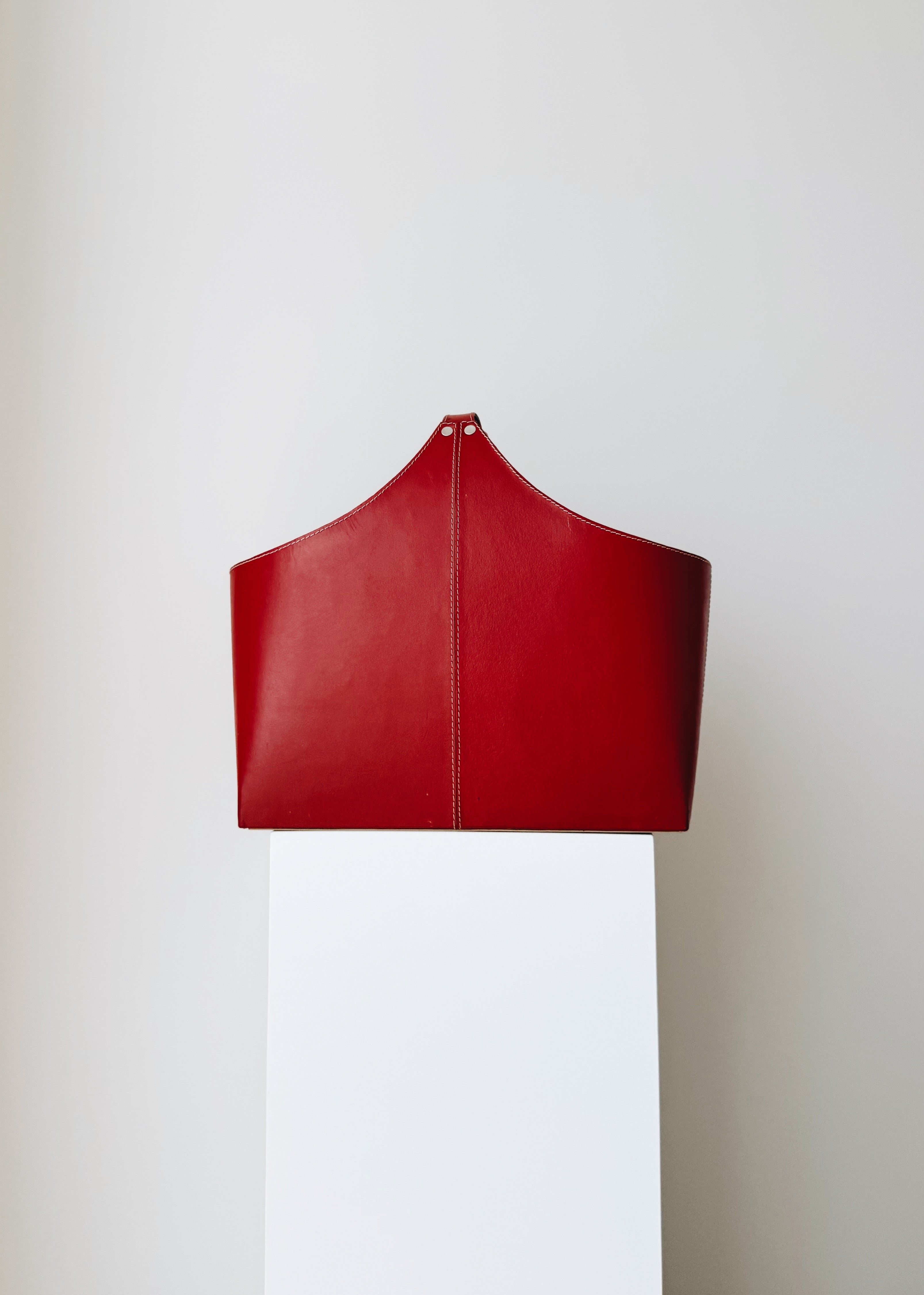 Red Leather Bucket Bag