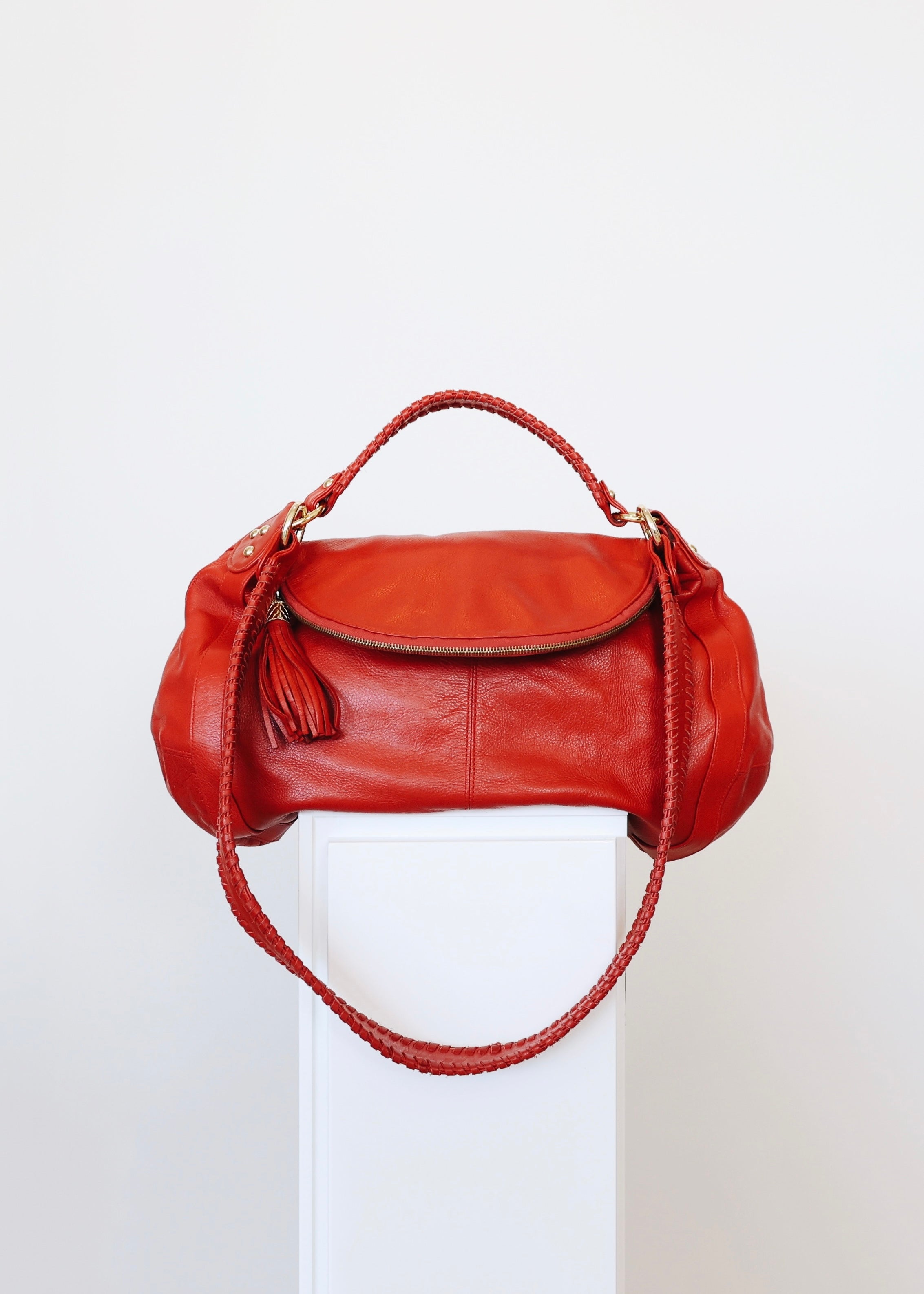 Red Leather Shoulder Bag