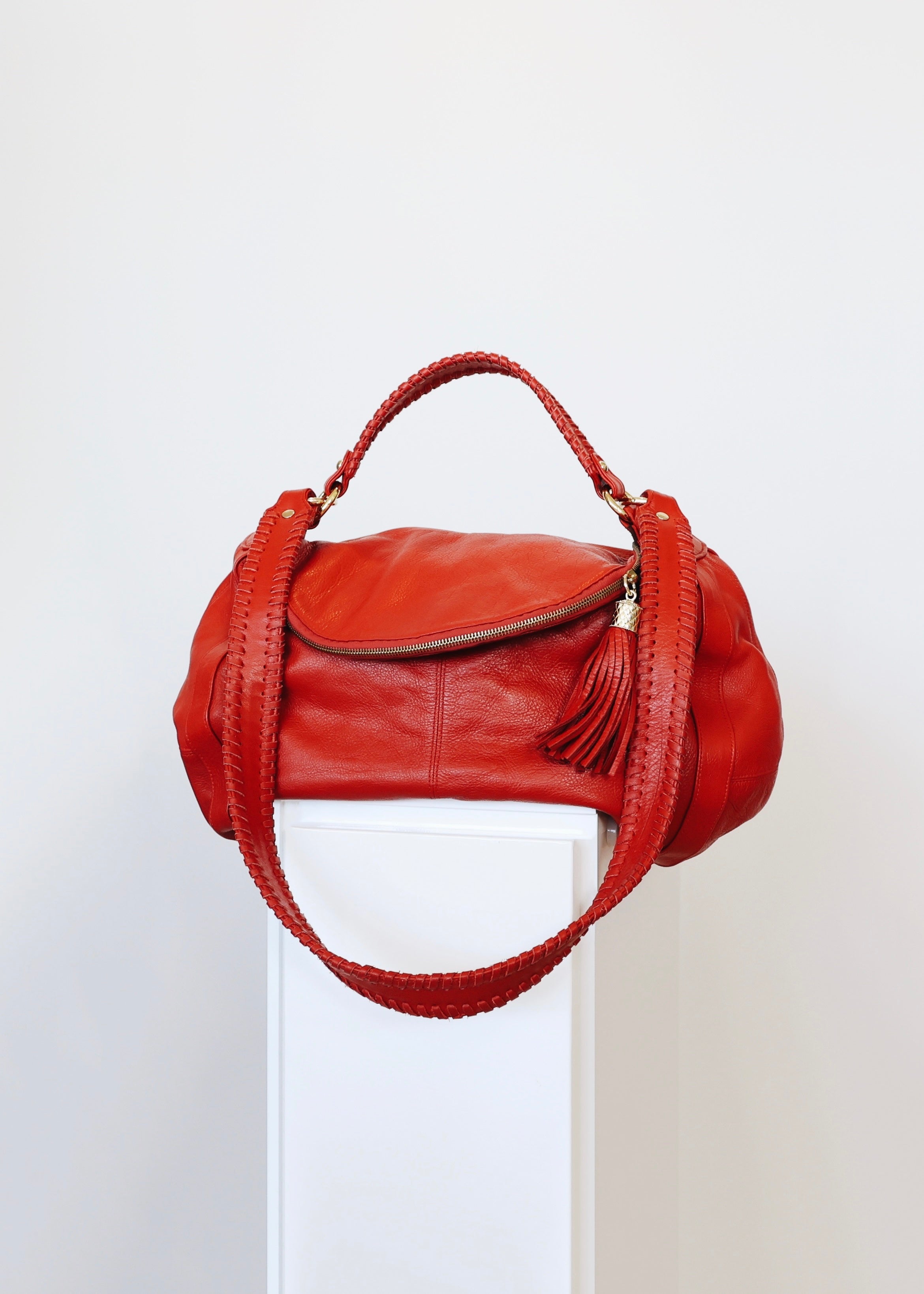 Red Leather Shoulder Bag